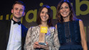 edie's content editor Matt Mace and compere Julia Bradbury (right) present Toast Ale's COO Louisa Ziane with her award